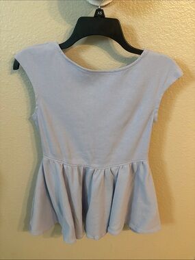 Free People Light Blue Peplum Ribbed Tank Top pleaded periwinkle colour